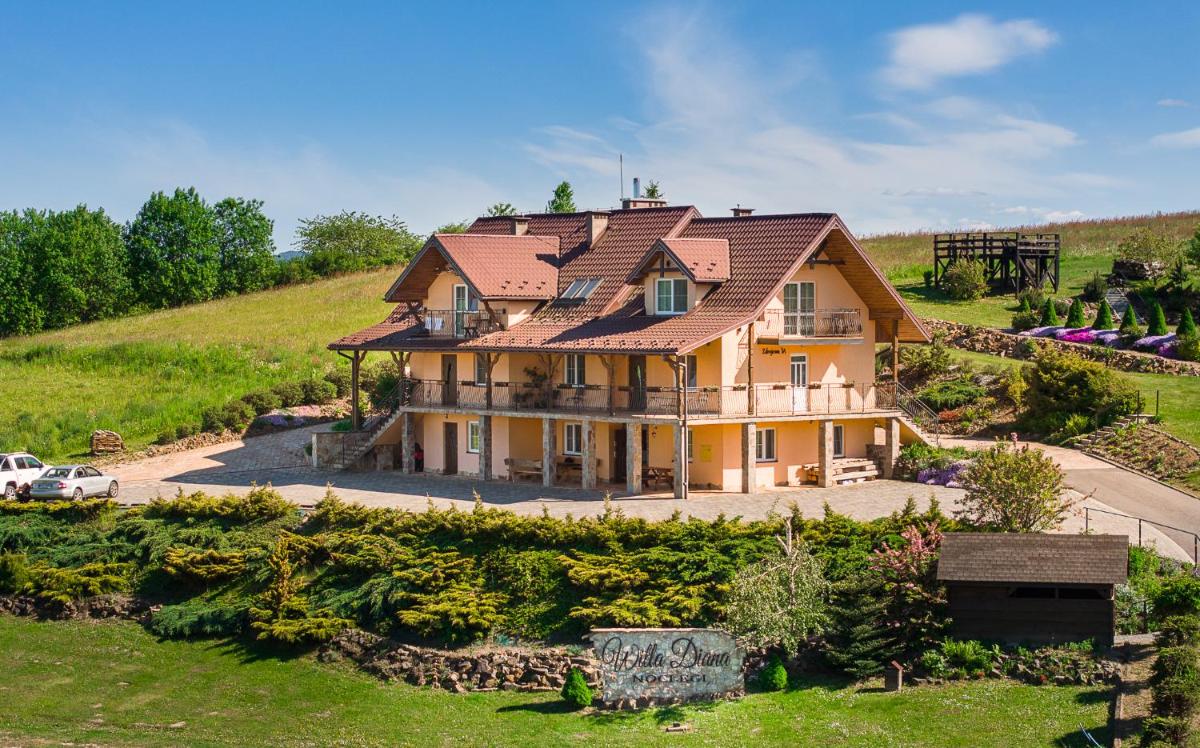 Willa Diana- z panoramą jeziora i gór w Polańczyku